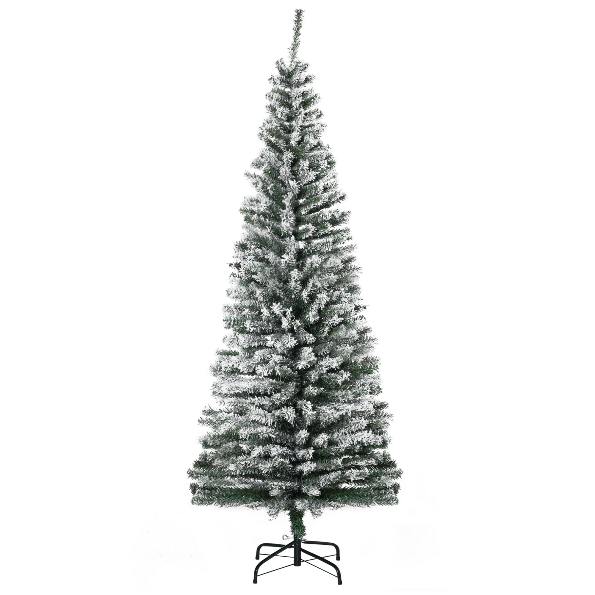 6ft Artificial Snow Flocked Christmas Tree with Foldable Steel Stand Home Indoor Decoration Green