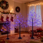 6ft Prelit Christmas Tree, Artificial Christmas Tree with 300 Warm White Lights and Metal Stand, 1000 Branch Tips Green Christmas Tree for Indoor Outdoor Home Holiday Decoration, TE1187
