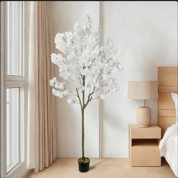 6ft Cherry Blossom Tree, Artificial Faux Cherry Blossom Tree Fake Tree for Wedding Party Decor, Home Living Room Decor