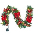 thumbnail image 1 of 6ft Christmas Garland with Lights, Prelit Xmas Garland with 20 LED Lights for Indooor Mantle Fireplace Staircase Decorations, 1 of 8