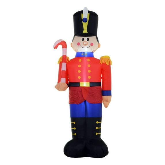 Giant 6ft Inflatable Nutcracker Soldier Yard Decoration - Festive Holiday Outdoor Decor, Red & Black, Durable Polyester, LED Lights, Easy Setup