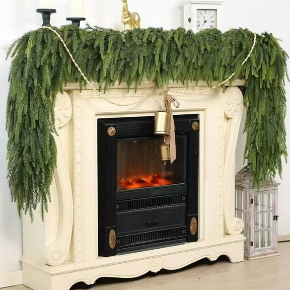 6ft Christmas Norfolk Pine Garland Real Touch,Artificial Norfolk Pine Garlands Faux Greenery Fake Garland Thick Norfolk Pine Garland Realistic for Holiday Fireplace,Table,Stairs,Indoor Outdoor Decor