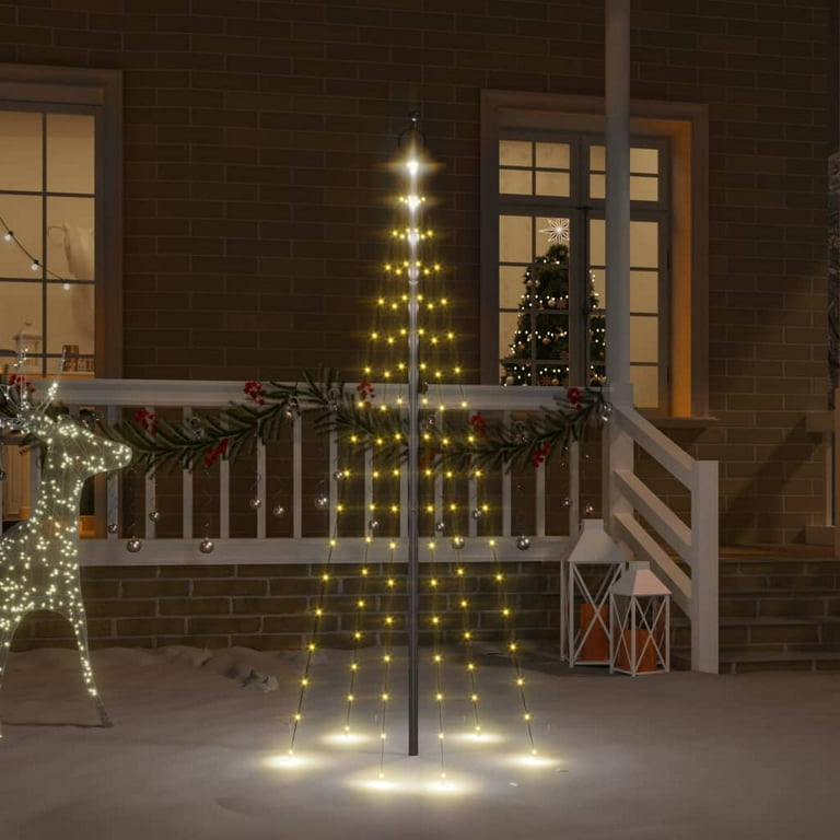 6ft Christmas Tree on Flagpole with 108 Warm White LEDs Outdoor Holiday Decor for Home or Garden Walmart