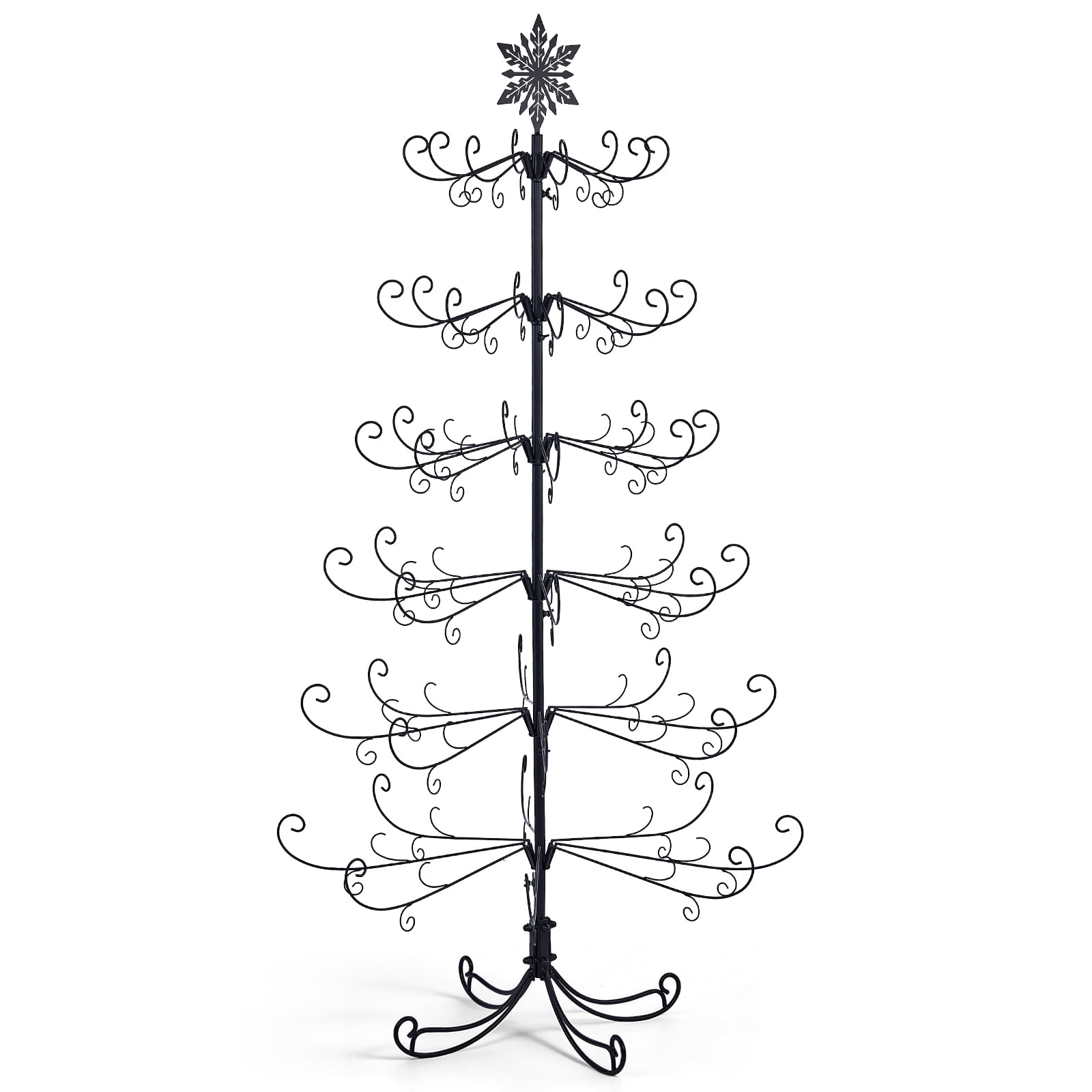 6ft Christmas Tree with Snowflake Top Black PVC Iron (Accessories Not Included)