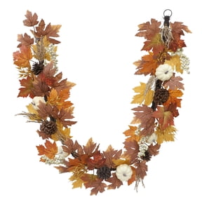 6ft. Cream & Orange Pumpkin & Maple Leaf Garland by Ashland