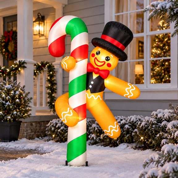 6ft Dancing Gingerbread Inflatable Christmas Outdoor Window Decoration