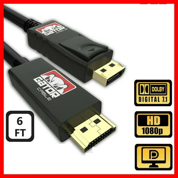 6ft Display Port to HDMI Cable DP Adapter Converter Audio Video PC HDTV 1080P