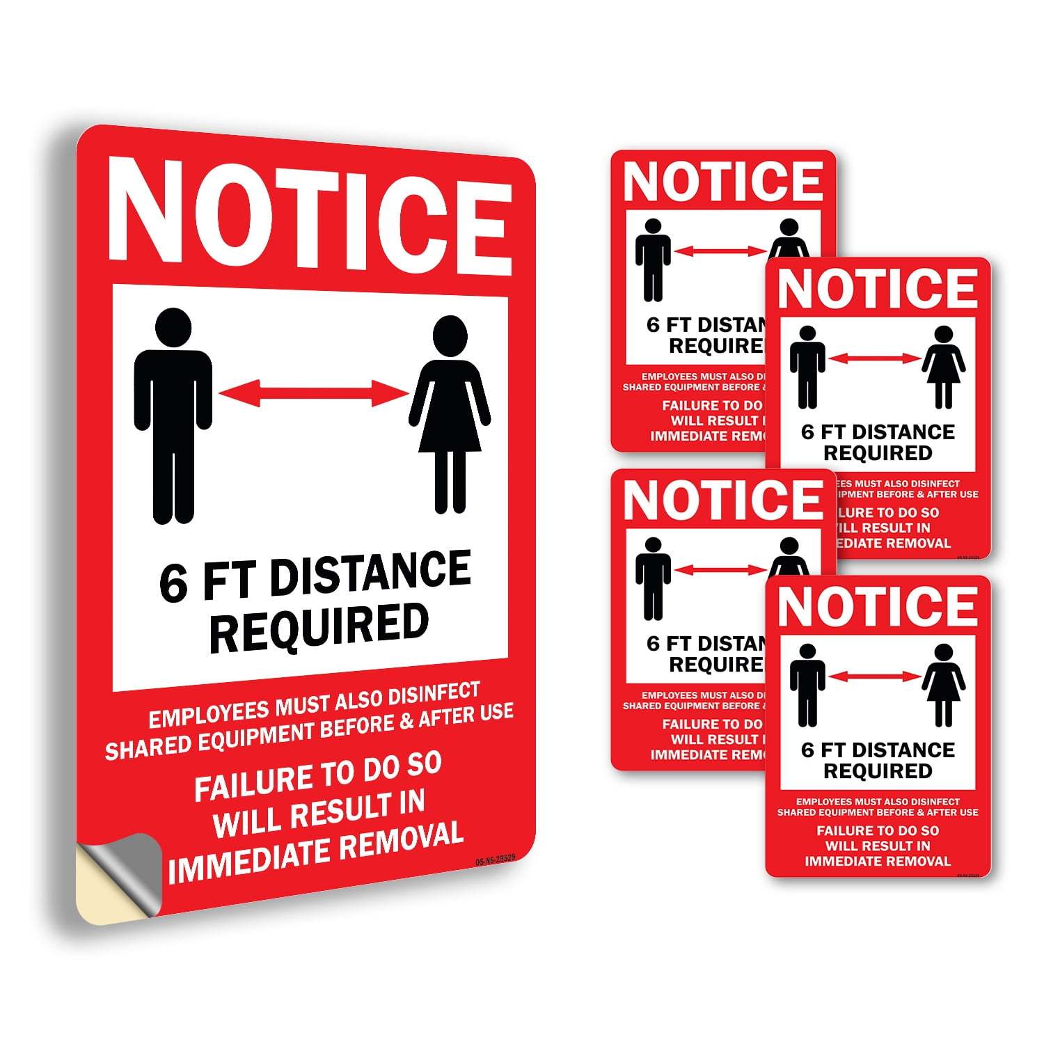 Safe Distance Machine Sign 6ft Distance Required Public Safety Vinyl Decal Label 24 Inch x 18 Inch ...