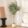 thumbnail image 1 of DR.Planzen 6ft Fake Ficus Tree with Oval White Planter, Pre Potted Faux Greenry Plant for Home Decor Office House Living Room Indoor Outdoor, Big Fake Plants Fake House Plants, 1 of 8