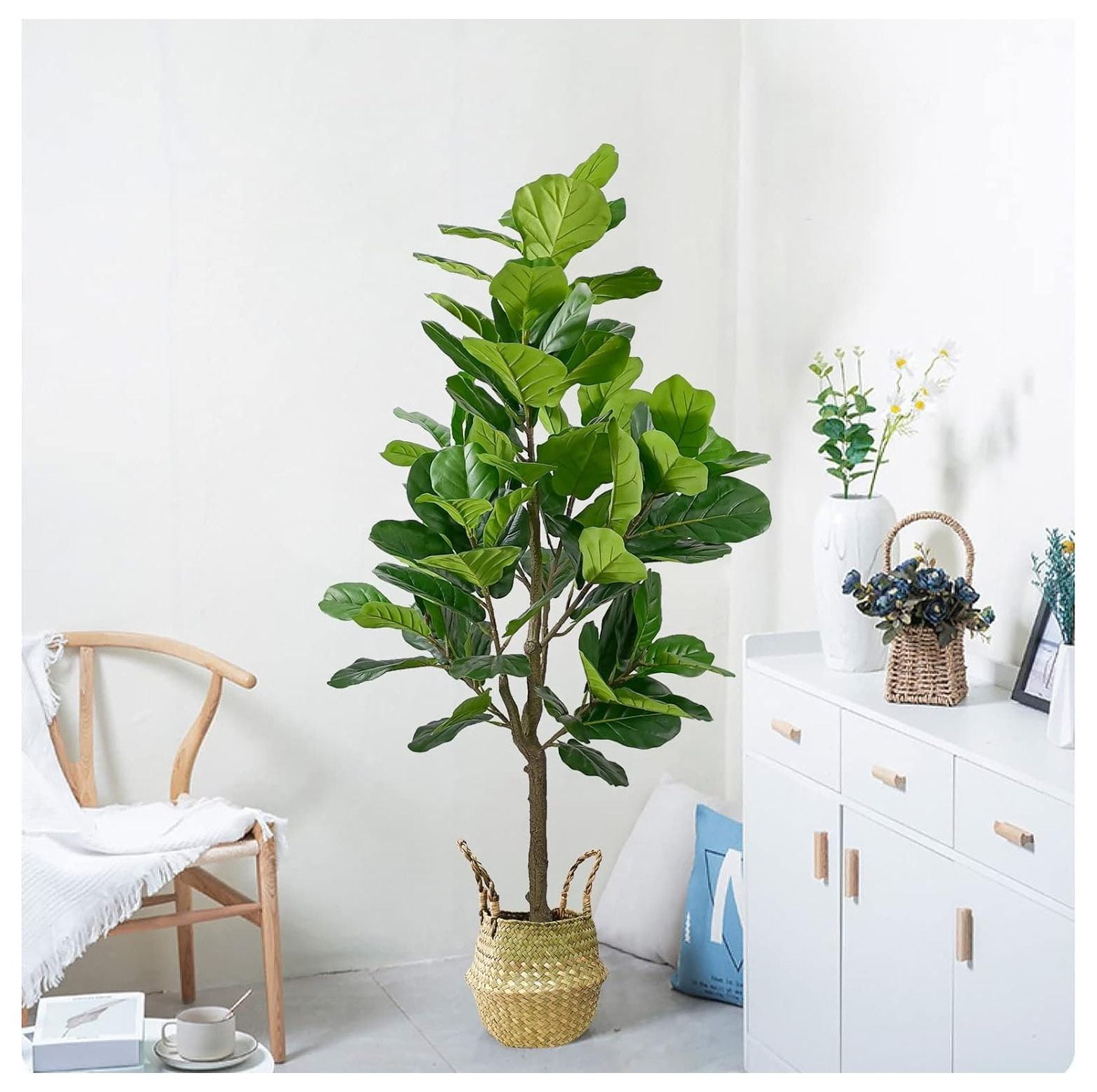 6ft Faux Fiddle Leaf Fig Tree, 72'' Artificial Fiddle Leaf Fig Tree