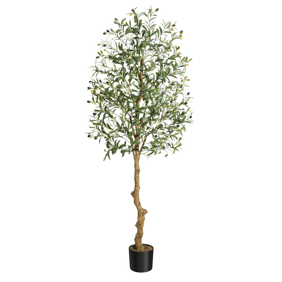 6ft Faux Olive Tree, Lifelike Artificial Indoor Plant with Moss Pot, Adjustable Branches, & Realistic Trunk, Perfect for Home, Office & Wedding Decor