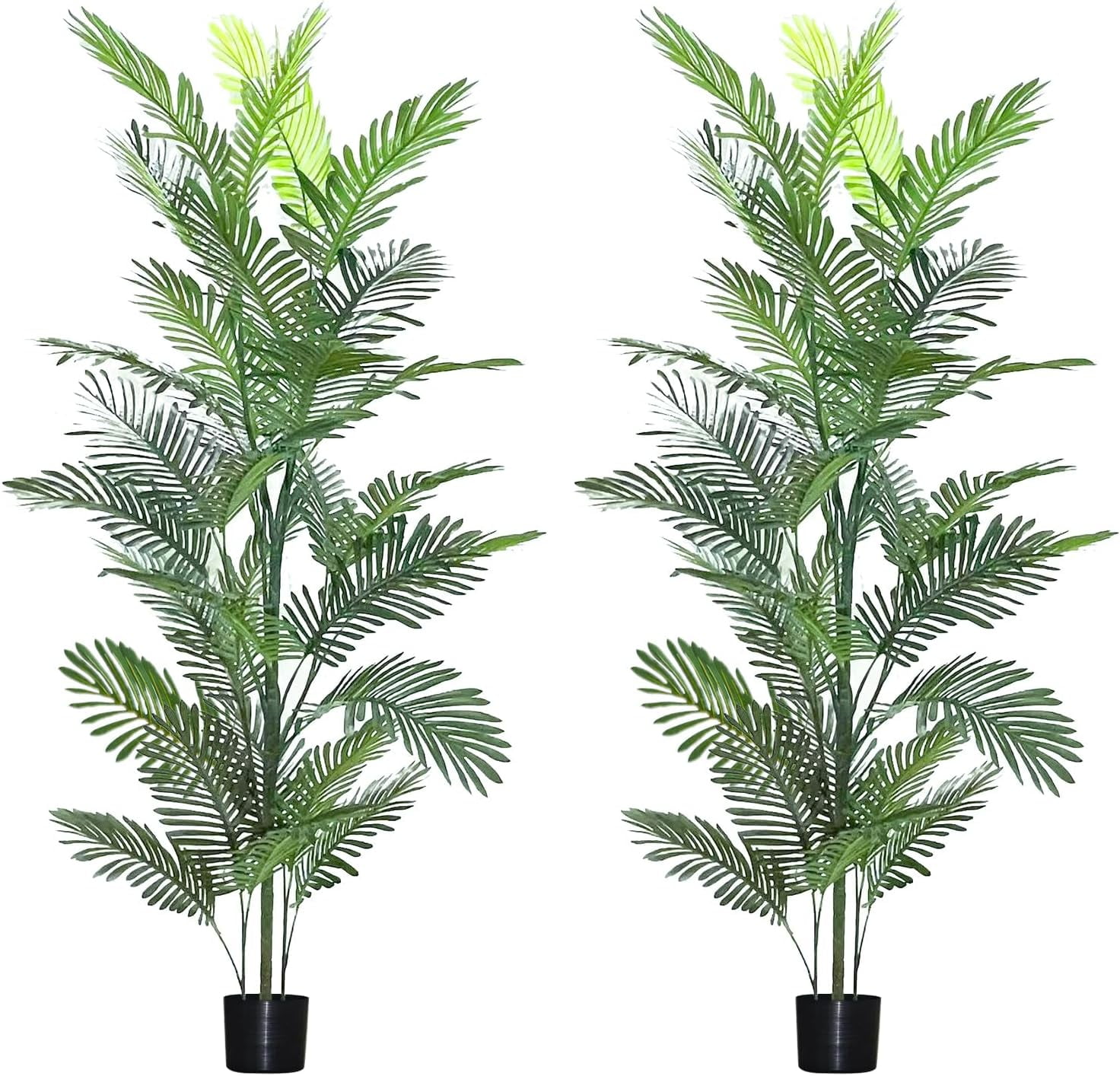 6ft Faux Palm Trees for Indoor Set of 2 Tall Fake Floor Plant for