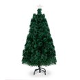 thumbnail image 1 of 6ft Fiber Optics Christmas Tree 230 Branches Green PVC Tree with Star Top LED Lights Sturdy Metal Base Easy Assemble Holiday Decor, 1 of 7