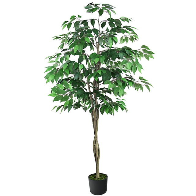 MICA Decorations 1021026 Haengend – L81 cm Ficus Artificial Plant, Plastic, Green, 32 x 20 x 20 cm