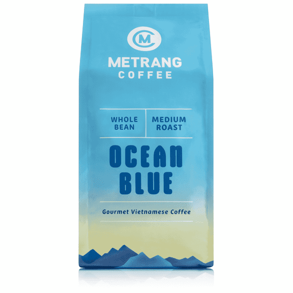 Metrang Coffee Ocean Blue Vietnamese Whole Bean Coffee, Medium Roast, Naturally Caffeinated, 1 lb
