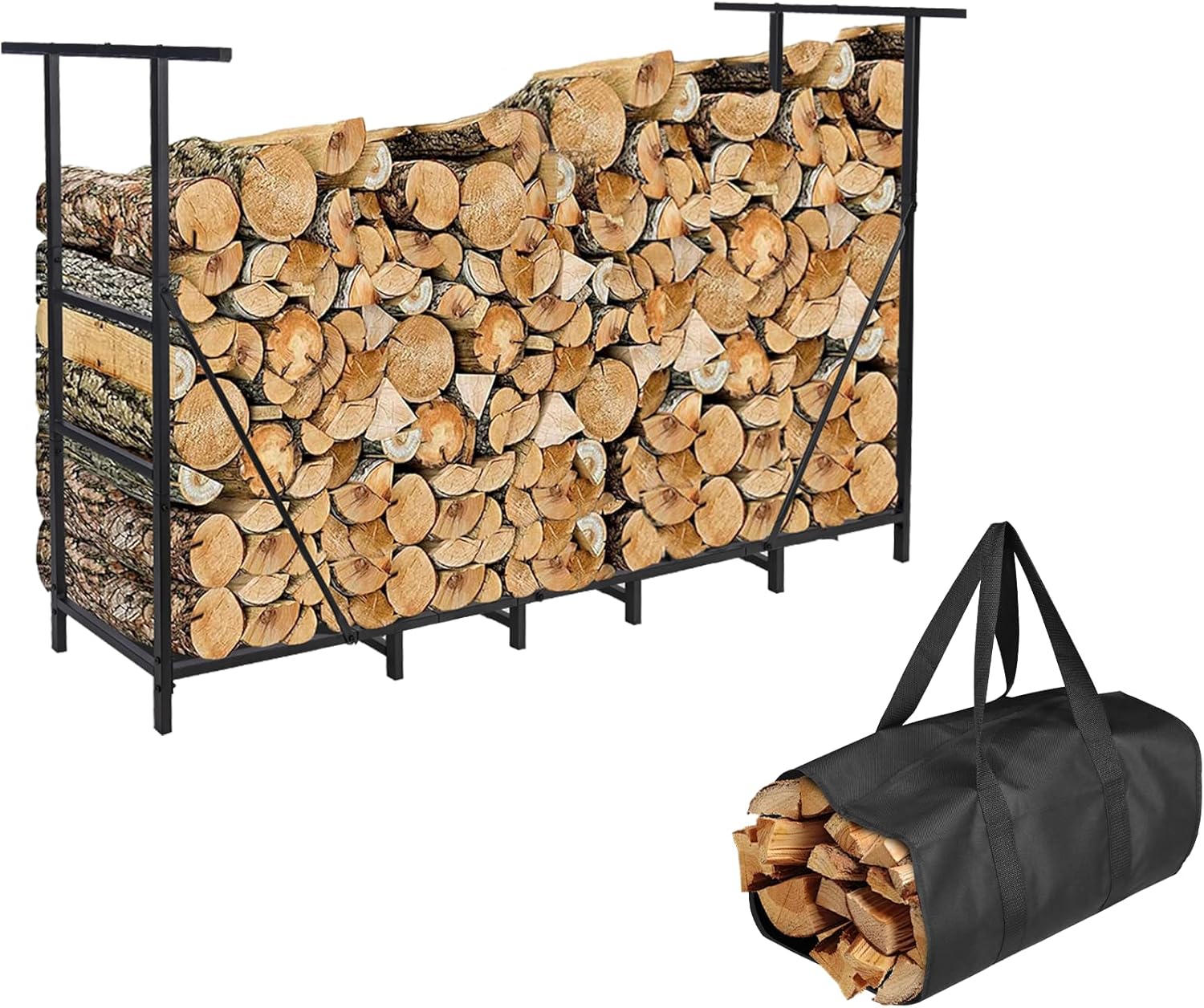 6ft Firewood Rack Outdoor, Adjustable Heavy Duty Firewood Holder ...