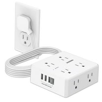 6ft Flat Plug Power Strip - 8 Outlets and 4 USB Ports (1 USB C), Extension Cord for Home Office, Etl