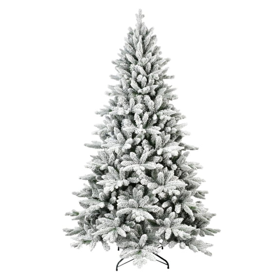 6ft Flocked Christmas Tree Hinged Artificial Tree PVC&PE Flocking Fireproof Holiday Decor Full Tips