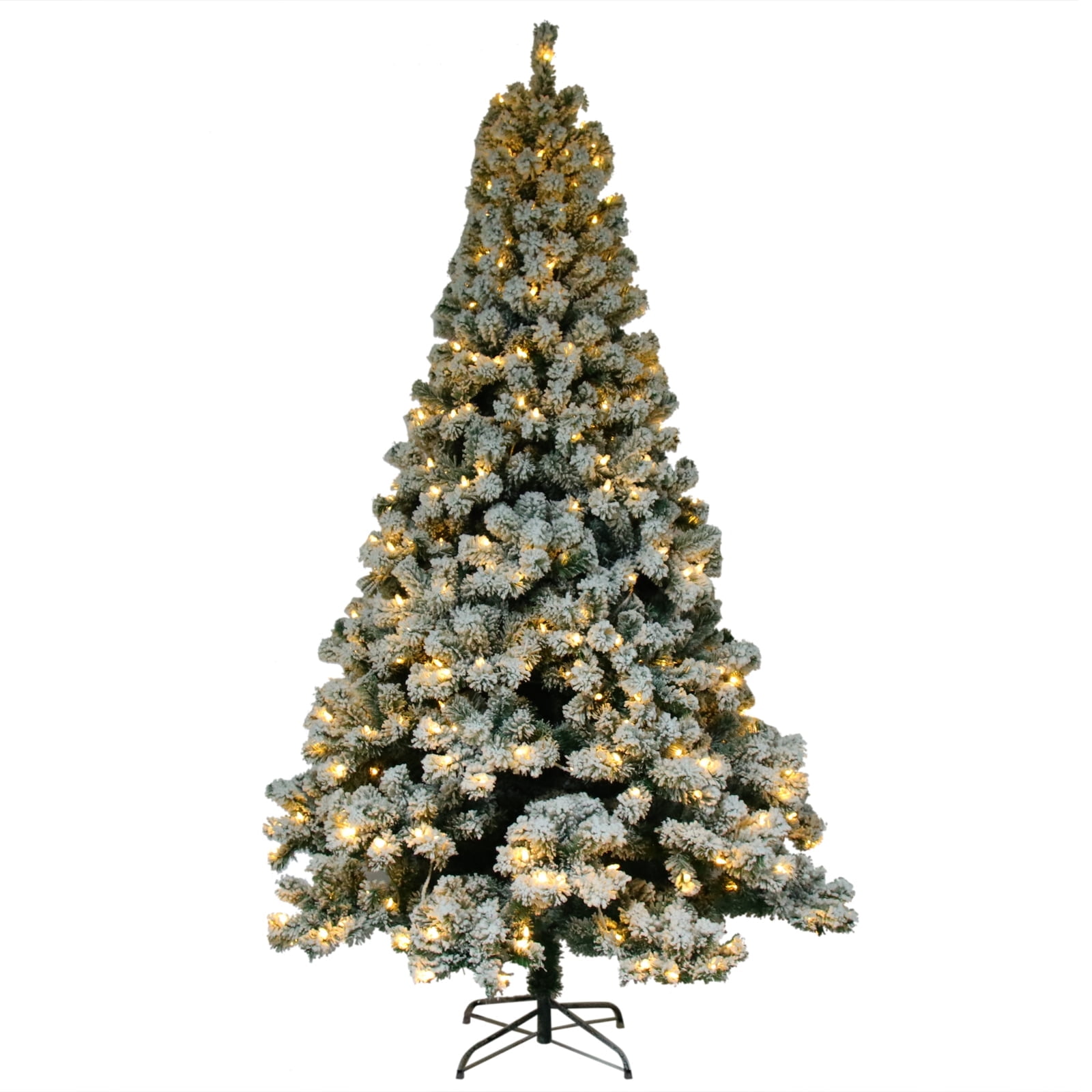 6ft Flocked Christmas Tree with Lights, Artificial Christmas Tree with
