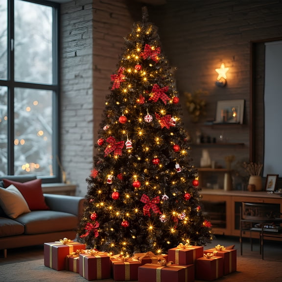 6ft Flocked Christmas Xmas Pine Tree, Premium Realistic Snow Flocked Hinged Artificial Pine Christmas Tree 920 Tips, Christmas Tree w/Metal Stand, Easy Assembly, Decorations for Home, Festival, SS100