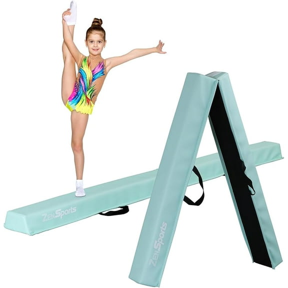 6ft Folding Gymnastics Balance Beam Foam Floor Balance Beam Bar with Anti-Slip Base Walking Beams Home Gymnastics Equipment for Kids Adults