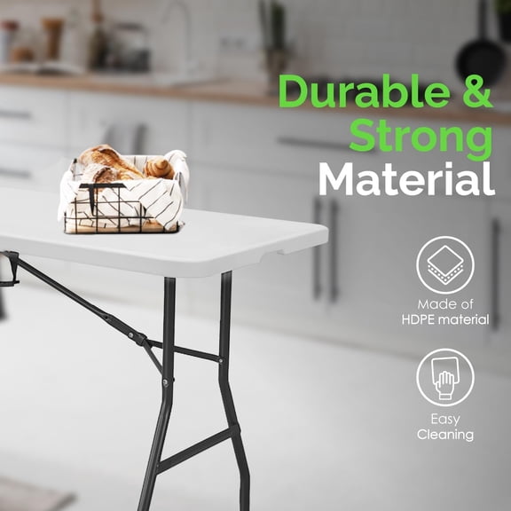 6ft Heavy - Duty Handle - Equipped Folding Table: Ideal for Indoor and Outdoor Adventures
