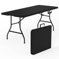thumbnail image 1 of 6ft Folding Table - Heavy Duty Fold-in-Half Plastic Table, Portable Utility Tables with Steel Legs for Events, Camping, Indoor & Outdoor Use (Black), 1 of 8