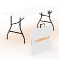 thumbnail image 1 of 6ft Folding Table - Heavy Duty Fold-in-Half Plastic Table, Portable Utility Tables with Steel Legs for Events, Camping, Indoor & Outdoor Use (White), 1 of 8
