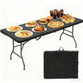 thumbnail image 1 of 6ft Folding Table Heavy Duty Foldable Table Camping Working Table Indoor Outdoor Plastic Folding Table Utility Party Dining Table Easy to Assemble with Lock Function, Ratten, 1 of 11