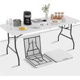 6ft Folding Table - Heavy Duty Portable 6 Foot Plastic Table with Fold ...