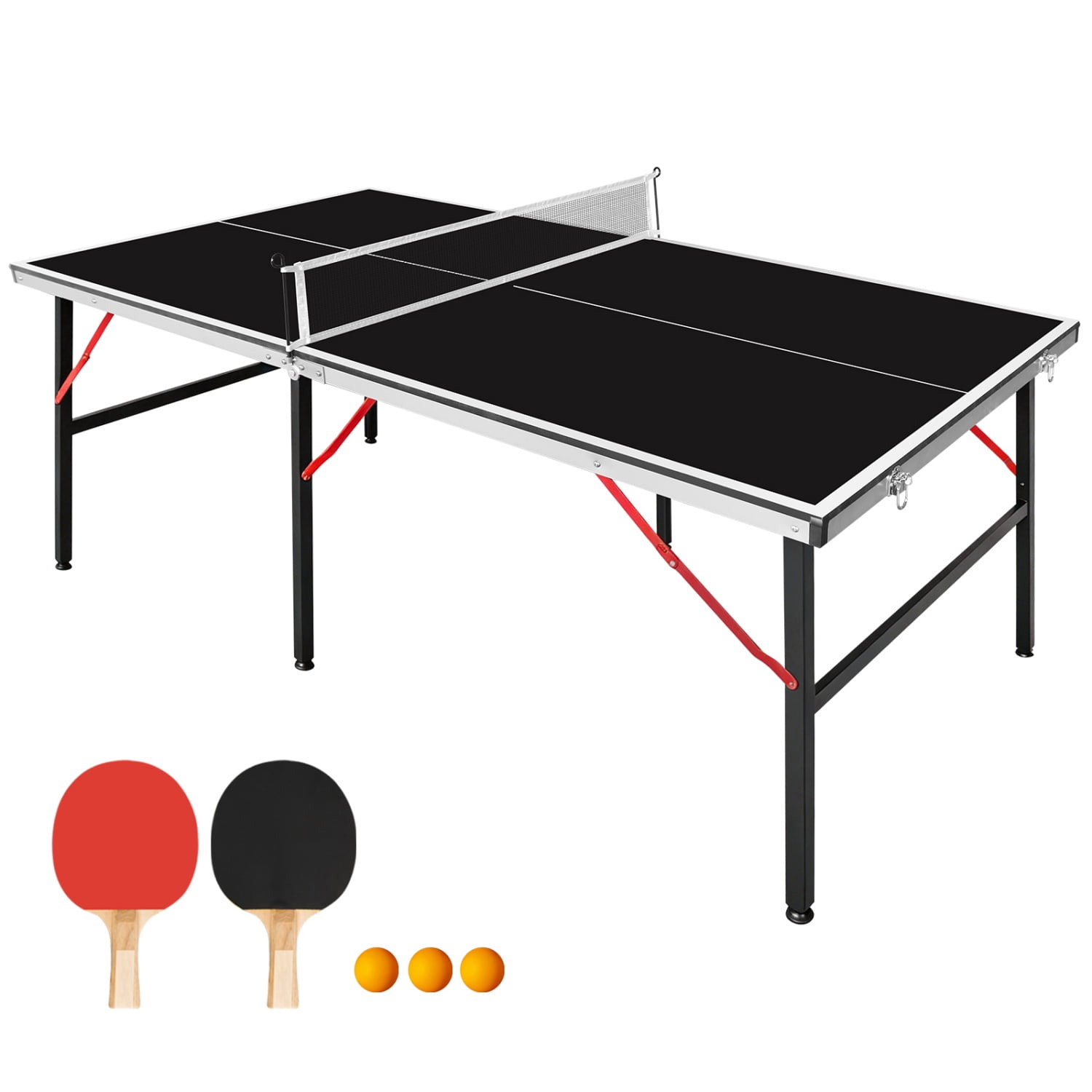 6ft Folding Table Tennis Table, Aluminum Alloy Frame, Foldable Design, Complete Set
