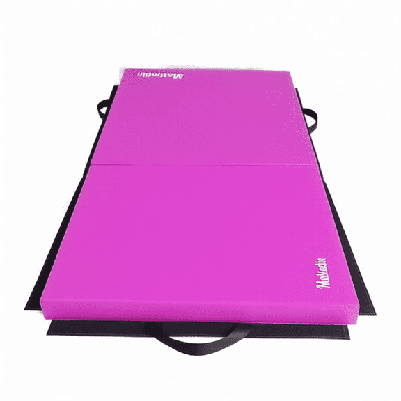 6ft Folding Tri-Fold Gym Exercise Mat, 6' x 2' x 2" PU Leather Tumbling Mat with Hook & Loop Fastener for Yoga, Stretching, Cheerleading & Martial Arts
