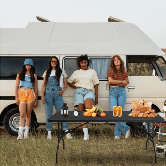 6ft Folding Utility Table with Carrying Handle,Portable Fold Out Table for Picnic Party Dining Camp Table