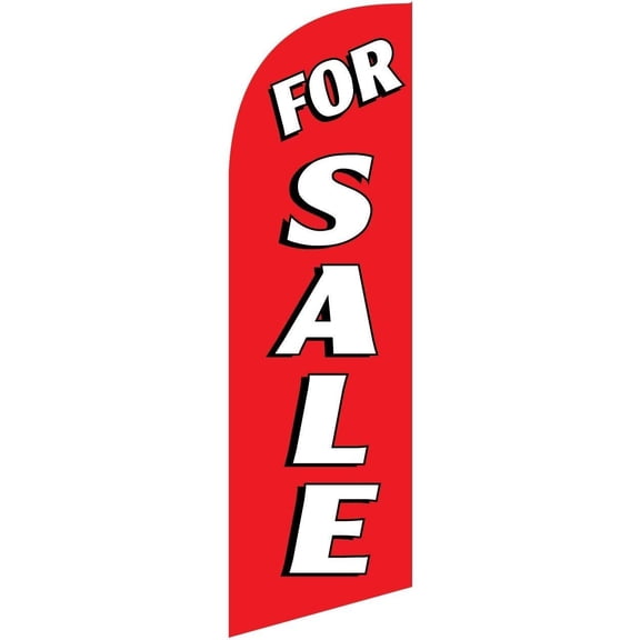 6ft For Sale Replacement Feather Banner Flag, Yellow and Red Swooper Flag Design, Flag Only