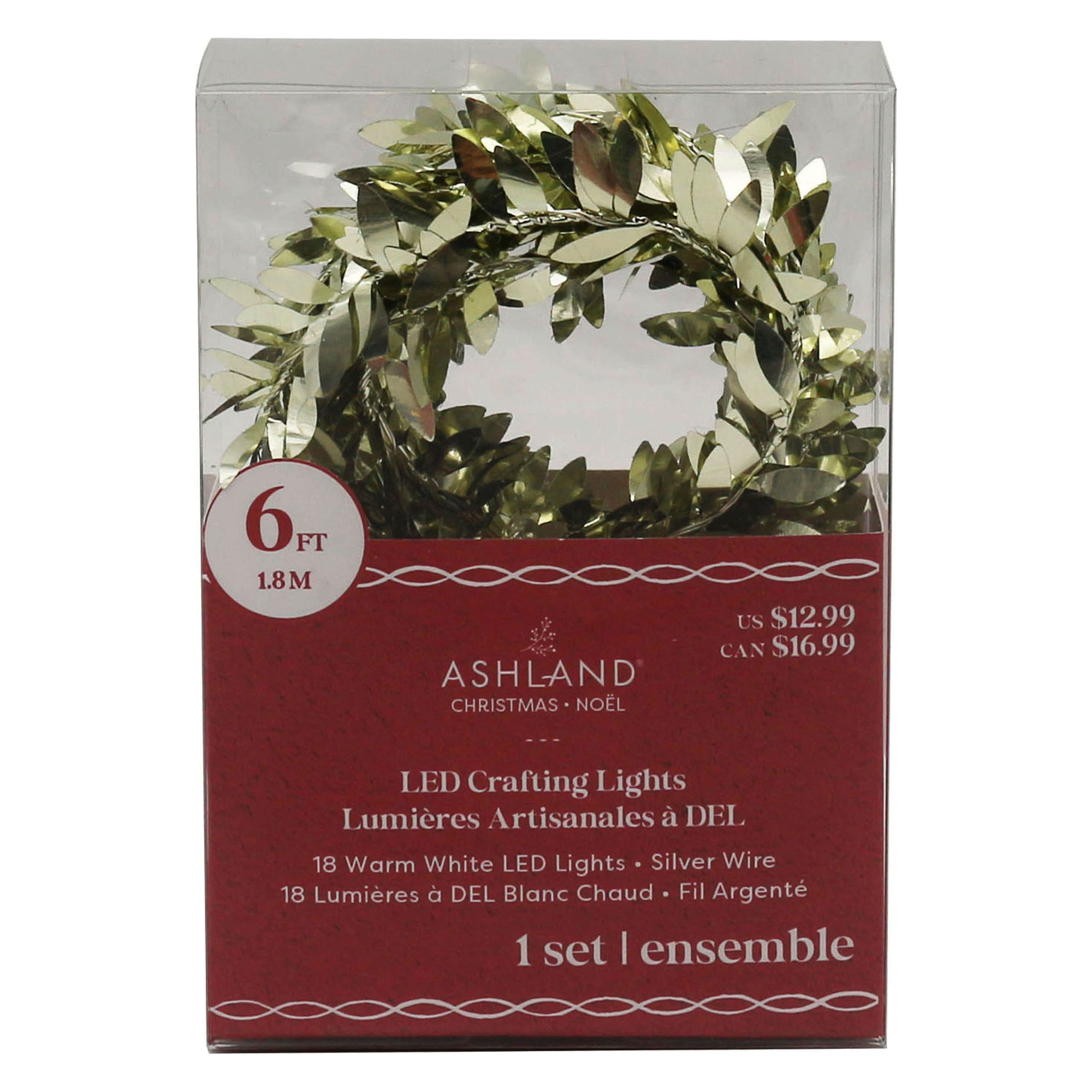 6ft. Gold Leaf Garland LED Crafting Lights with Silver Wire by Ashland