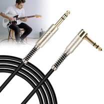 6ft Guitar Instrument Cable, 1/4 inch TRS Right Angle to Straight Musical Instrument Cord for Electric Acoustic Guitar Bass Keyboard, 6.35mm Guitar Musical Cable Cord