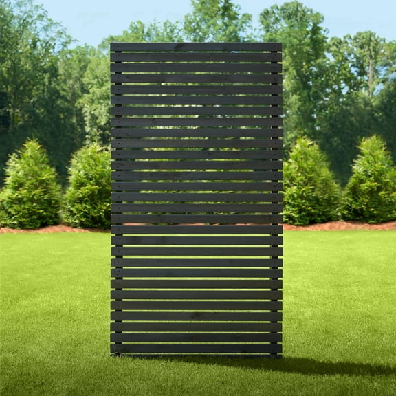 6ft H x 3.1ft W (1 Panel) No Dig Enclo Aspen Charcoal Wood Privacy Screen, Decorative Patio Screen, Great to Hide Trash Cans, Outdoor Privacy Fence Panel, Air Conditioner Barrier, EC18042