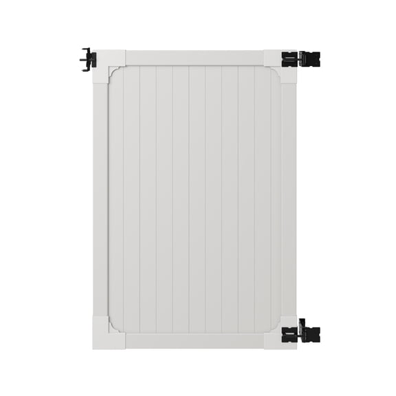 6ft H x 4ft W (1 Gate) No Dig WamBam Cambridge Gate Kit, White Vinyl Privacy Yard Fence Gate with Hardware Included for Cambridge Fence Kit, Durable Outdoor Gate for Yard or Garden, BLI19111