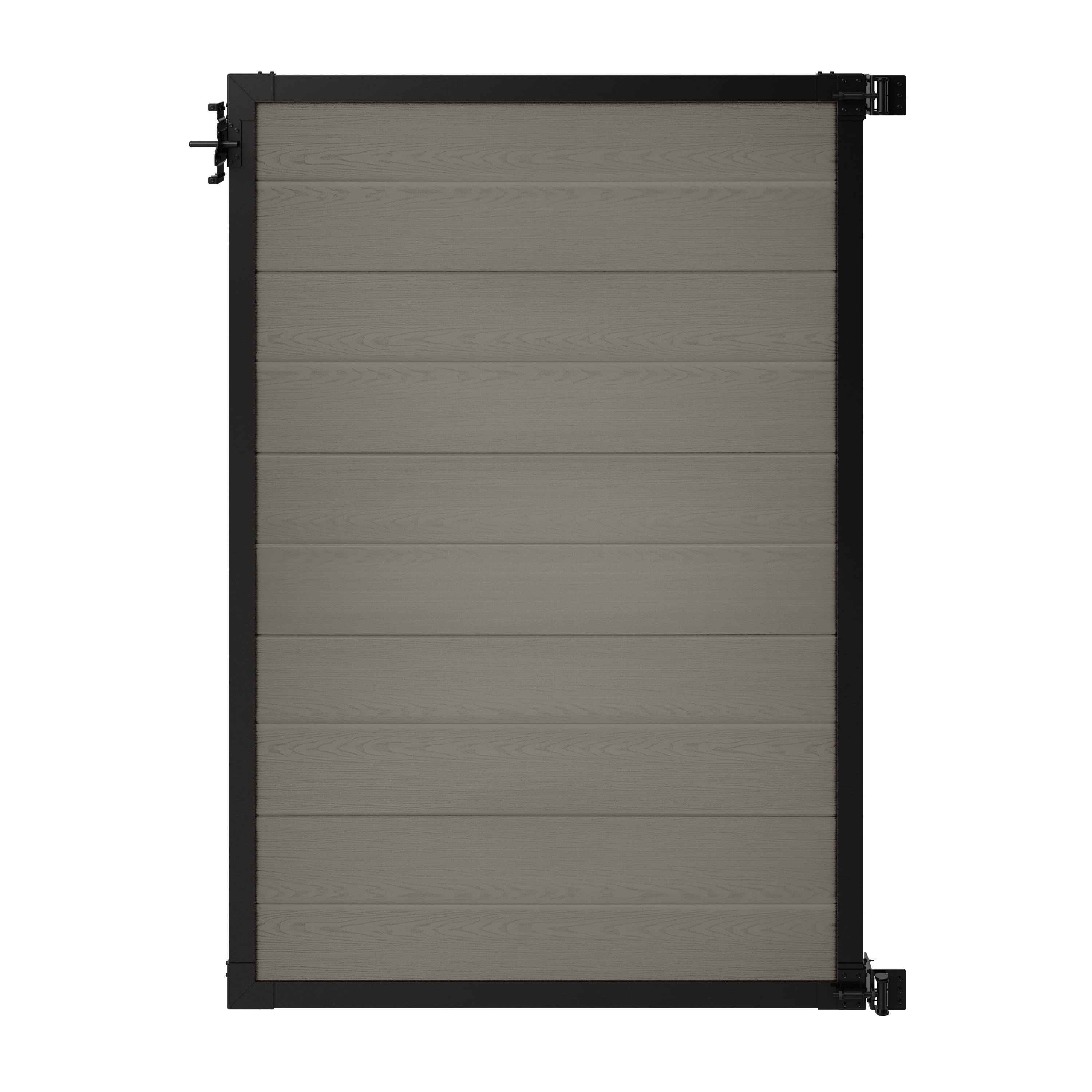 6ft H x 4ft W WamBam Privacy Fence Gate, Composite Fence Gate Kit with Aluminum Frame, Woodgrain Boards, No-Dig Install, UV Resistant Outdoor Gate for Backyard Patio or Pool, Slate Grey BL19115