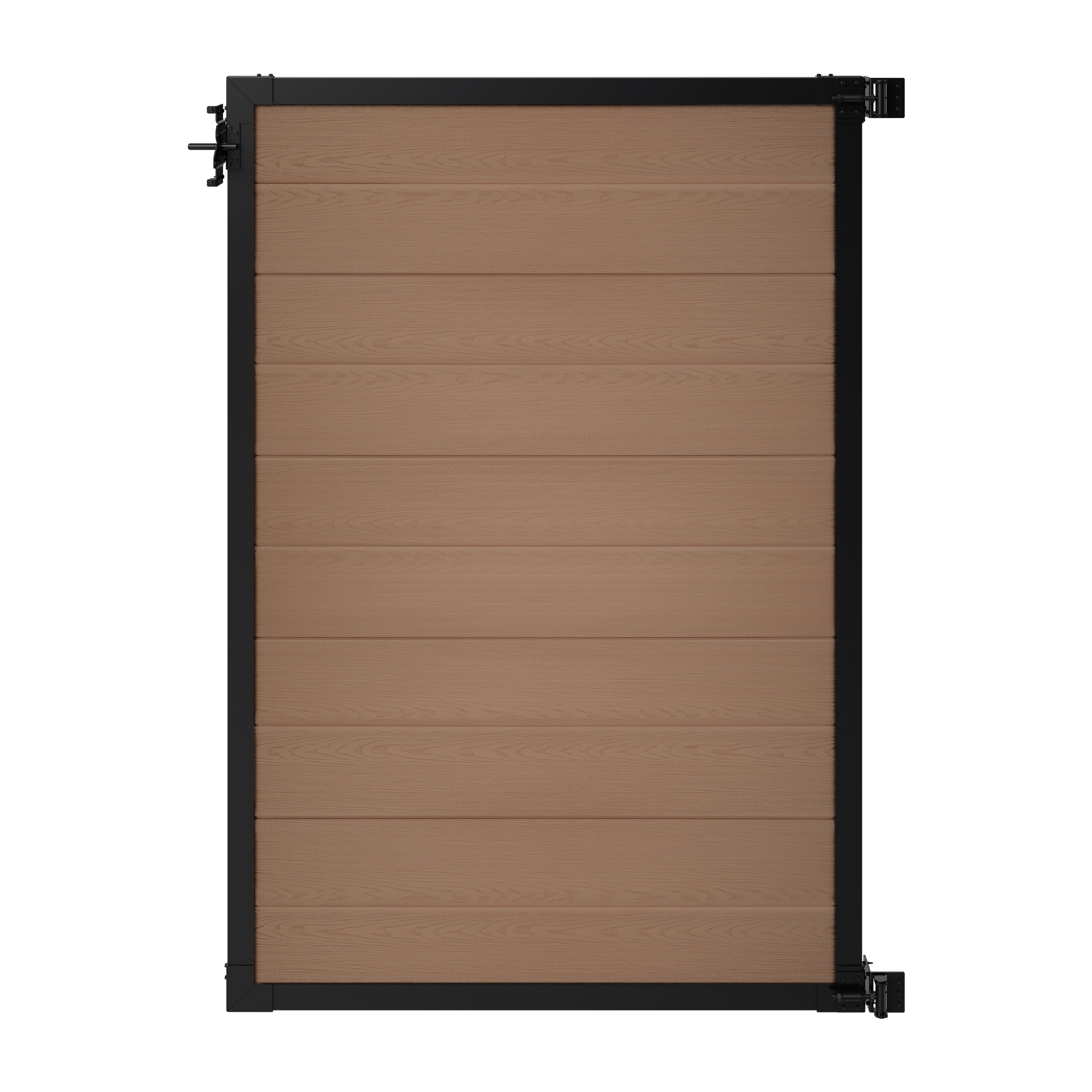 6ft H x 4ft W WamBam Privacy Fence Gate, Composite Fence Gate Kit with Aluminum Frame, Woodgrain Boards, No-Dig Install, UV Resistant Outdoor Gate for Backyard Patio or Pool, Walnut Brown BL19116