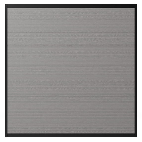 6ft H x 6ft W WamBam Privacy Fence Panel, Composite Fence Kit with Aluminum Frame, Woodgrain Boards, No-Dig Install, UV Resistant Outdoor Fence for Backyard Patio or Pool, Slate Grey BLI19113