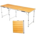 thumbnail image 1 of 6ft Heavy-Duty Folding Table - Extra Large Camping Table w/Oak Wood Grain Top, 200lb Capacity for Parties, Tailgates (70.9" x 23.6" x 27.6"), 1 of 11