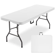 6ft Heavy-Duty Outdoor Folding Table for 6 - Sturdy HDPE Top, 350lbs Capacity, Foldable Lockable Design, No Assembly - Camping Parties Picnics