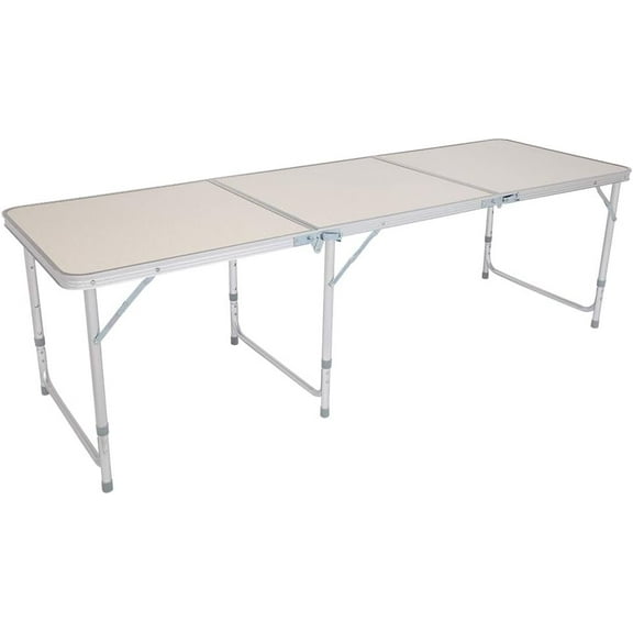 6ft Height Adjustable Aluminum Alloy Folding Table White