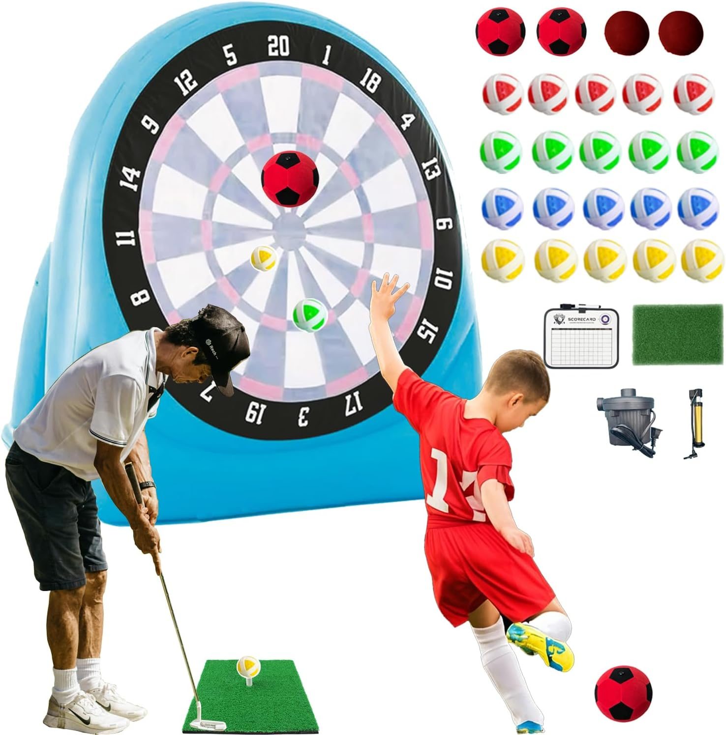 6ft  Inflatable Football Dart Board Sticky Soccer Balls Kicking Shooting Target Game Outdoor Sport Kick Dart Game Inflatable