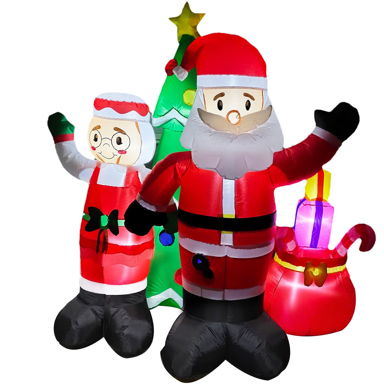 6ft Inflatable Mr and Mrs Claus with Tree w/ Lights and Music - Walmart.com