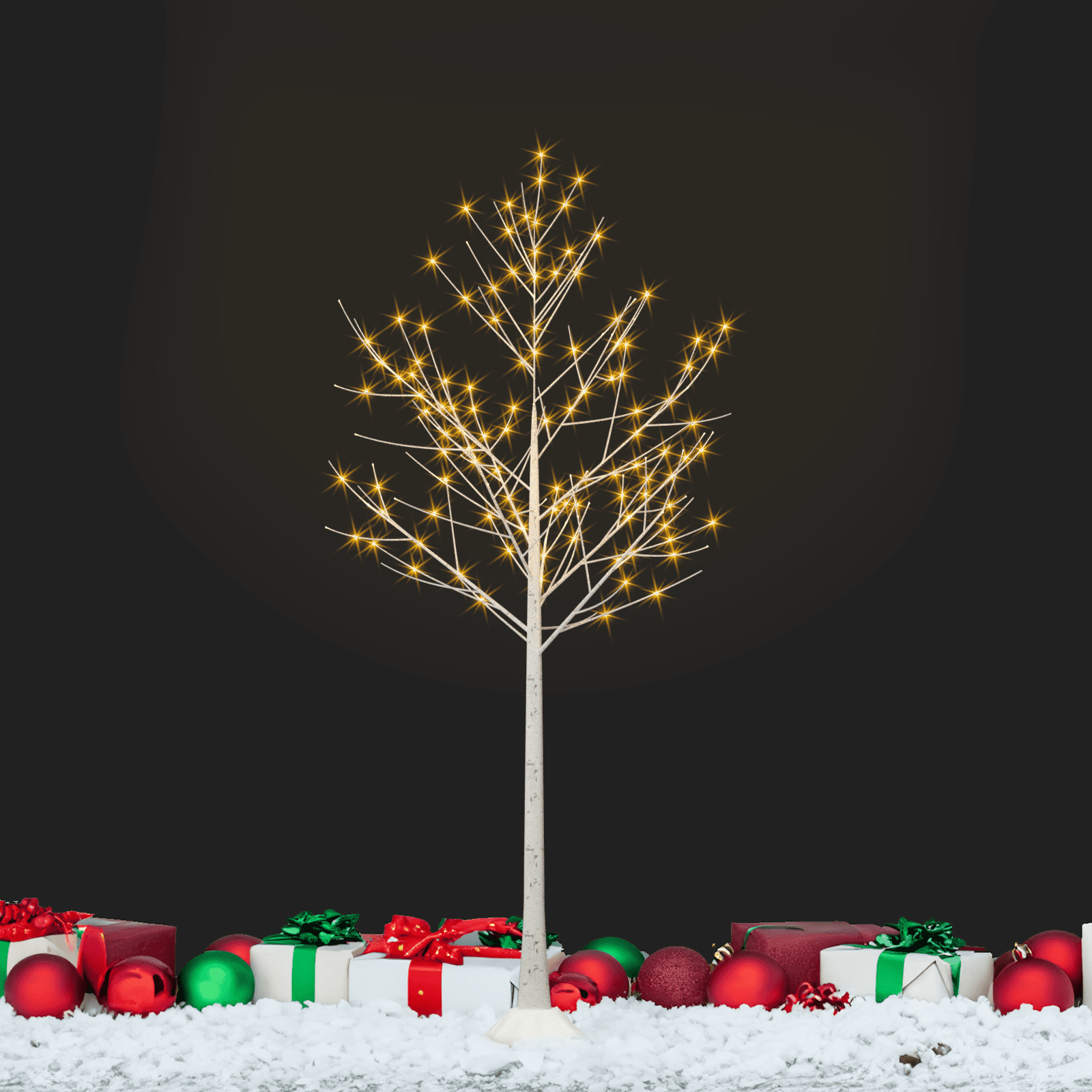 6ft LED Birch with LED Lights, Lighting Tree Fairy Light Elves for Table, Family Wedding Bedroom Christmas (Warm White)