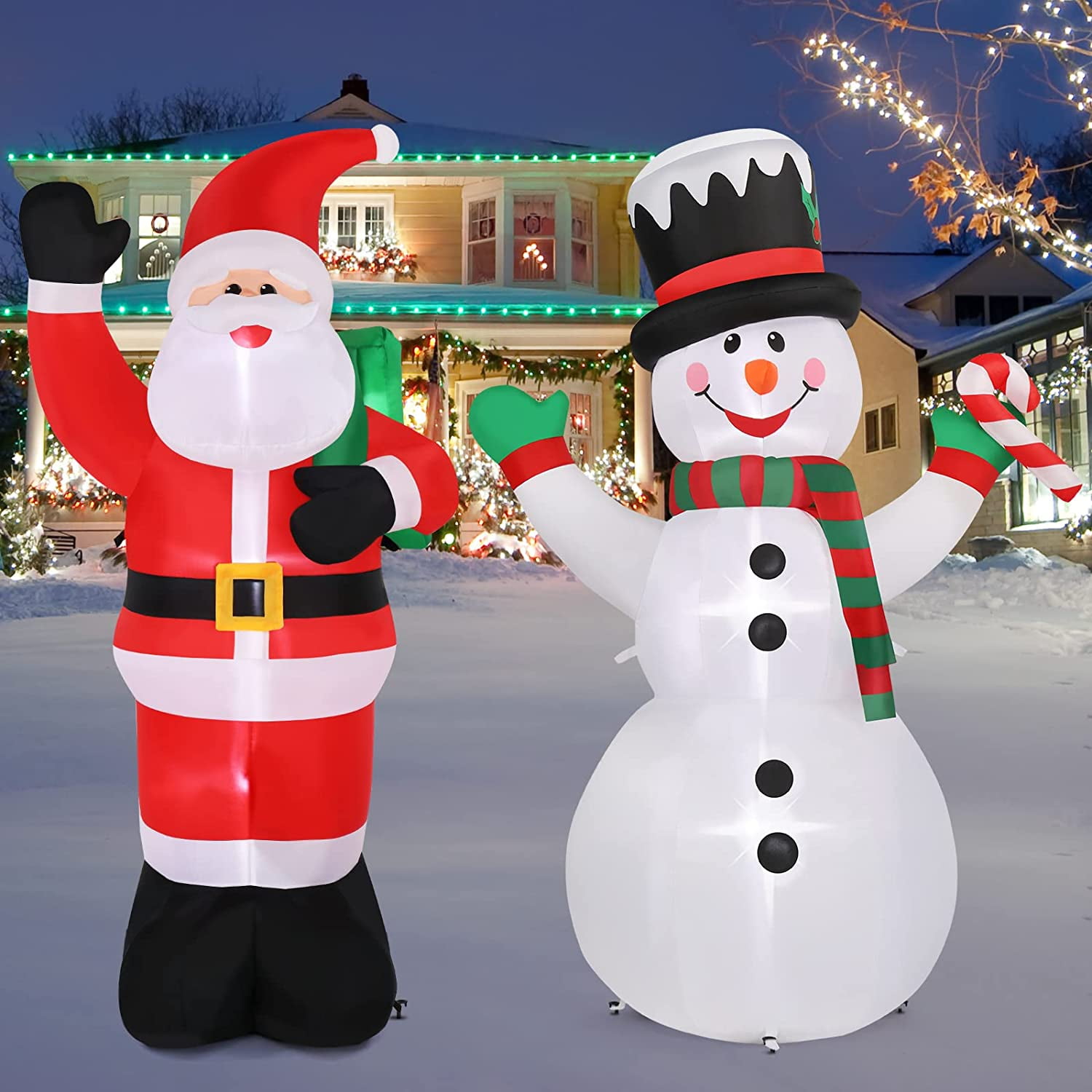 6ft Large Inflatable Christmas Santa and Snowman Bundle Outdoor Outdoor Christmas Decorations Walmart