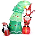 thumbnail image 1 of 6ft Lighted Christmas Decoration, Inflatable Bend Christmas Tree with Elf and Santa Claus, Outside Blow Up Yard Decorations w/ Built-in LED Light, 1 of 10