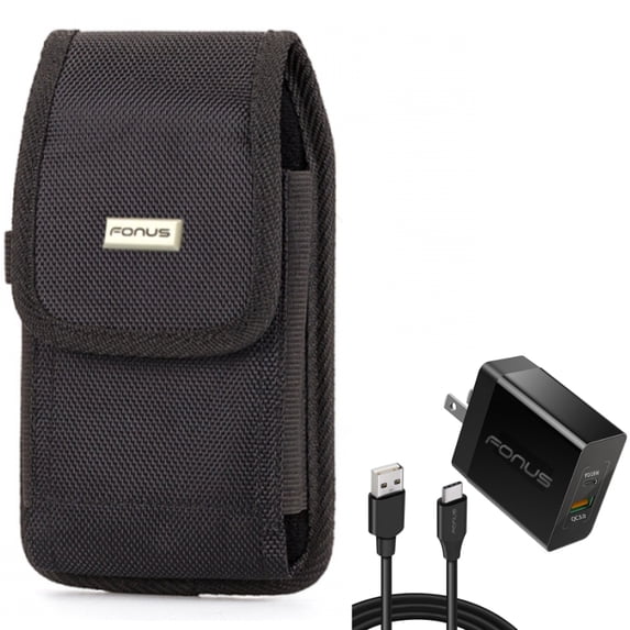 6ft Long Cable Fast Type-C 36W PD Home Charger w Holster Swivel Case Belt Clip for Samsung Galaxy S20 Fan Edition 5G UW S10 5G Note 9 8 20 Ultra 10 Plus S21 FE 5G A9 A73 5G A71 5G A70 A53 5G